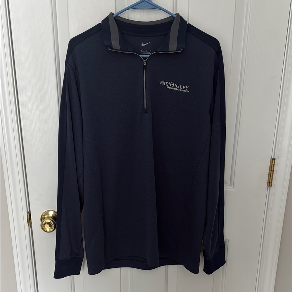 Nike Men's Navy Long Sleeve 1/2 Zip Polo Gold Top